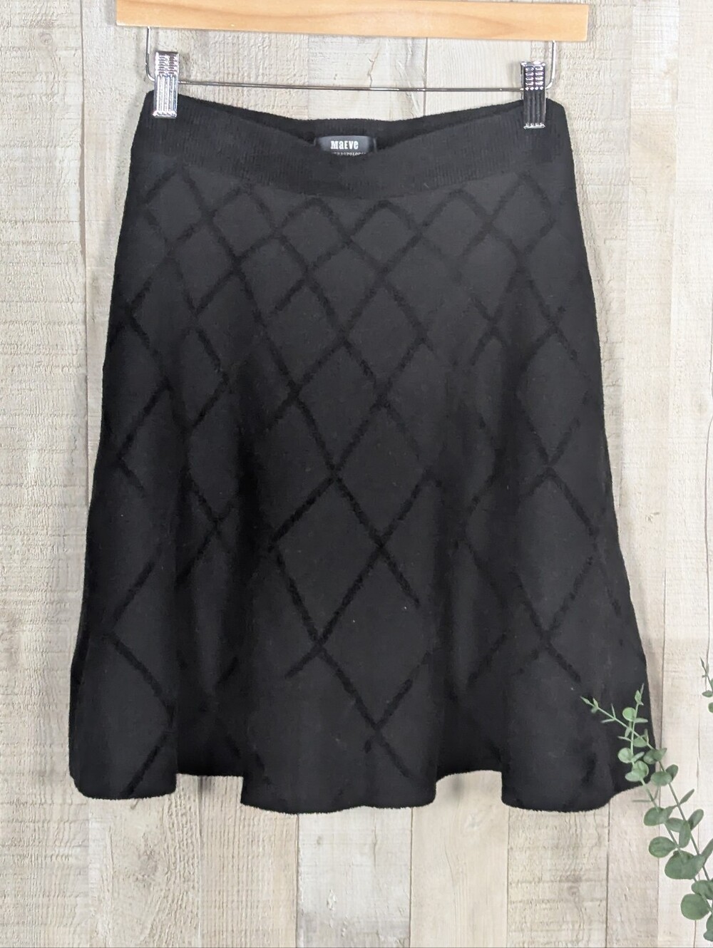 Maeve by Anthropologie Black Diamond Knit Skirt XL